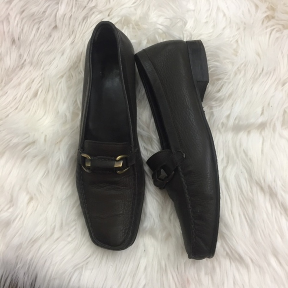 Stuart Weitzman Dark Brown Leather Loafers